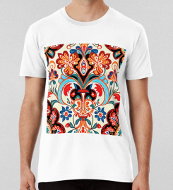 Ancient Pot Aesthetic Floral Design On A White Background Digital Painting T-shirt