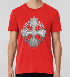 Ancient Silver Celtic Knot Cross Over Red Velvet T-shirt